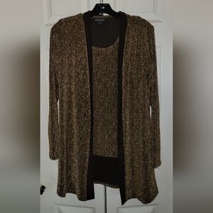 Nina Leonard Metallic Gold Metalic Blazer With Matching Tank.